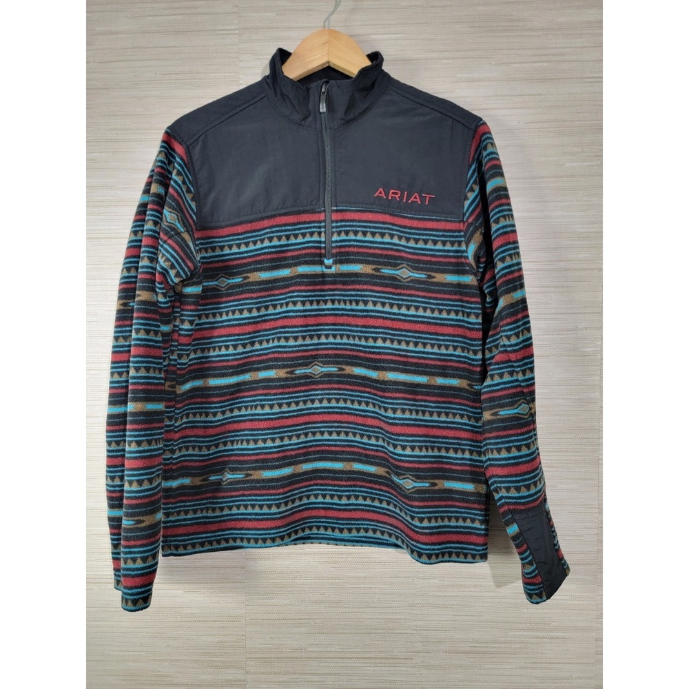 Ariat Fleece Pullover Mens Small Quarter Zip Aztec Western Print Multicolor